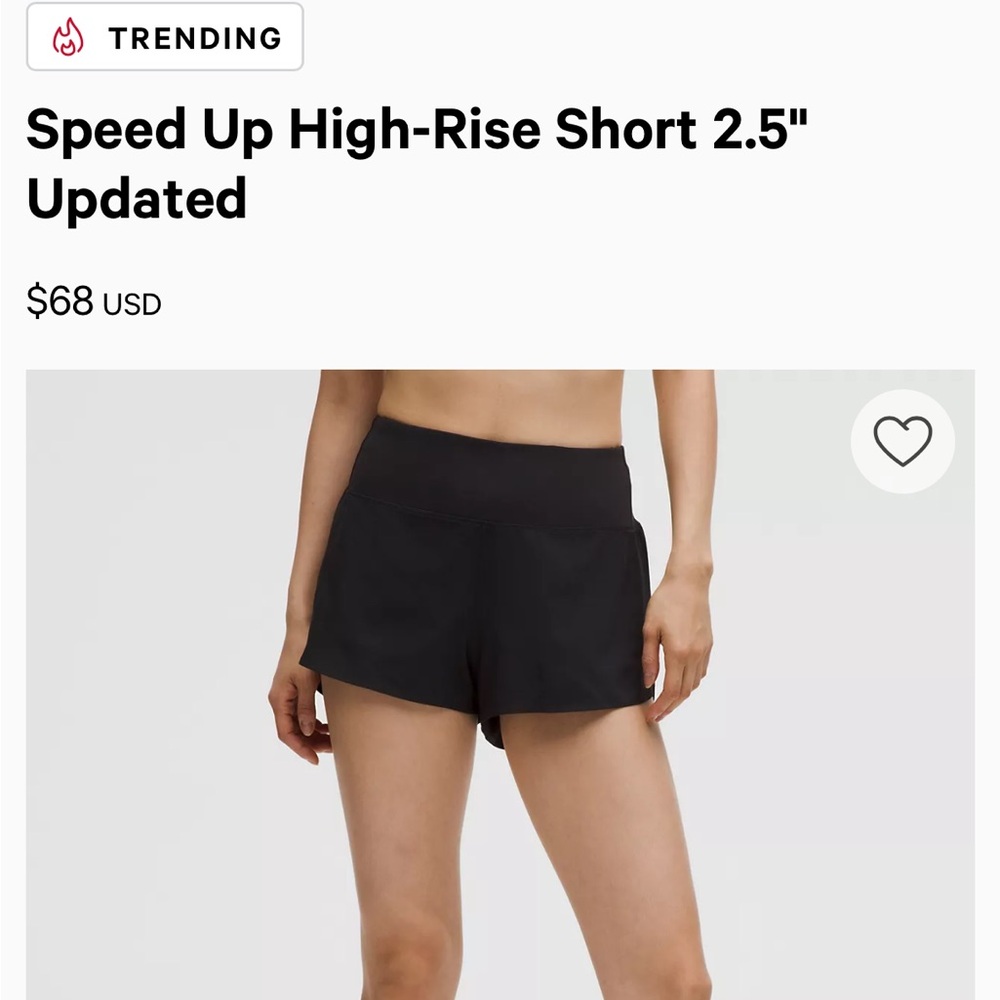 lululemon athletica Speed Up High-Rise Short 2.5" - Black